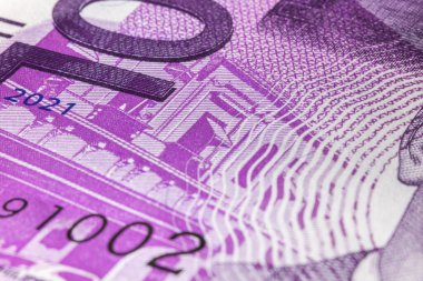 100 peso banknotun aşırı makro fotoğrafçılığı. Yüz tane Filipinli pesonun Ultra yakın çekimi. Filipinler 'in özel ve kamusal bölgesi için yasal ihale. Mikroskobik yakalama