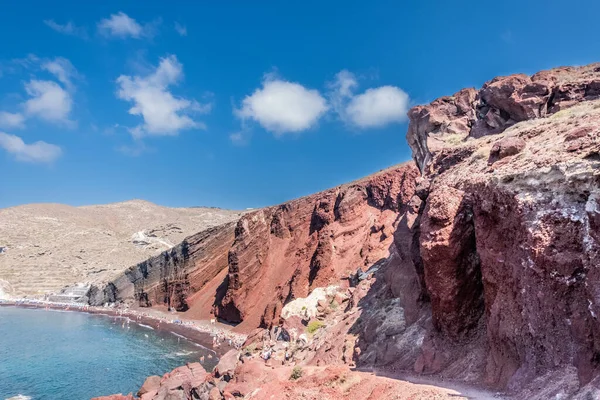 Червоний Пляж Santorini Cycladic Islands Greece Чудовий Літній Краєвид Одним — стокове фото