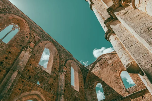 stock image Beautiful view of The Abbey of Saint Galgano, an ancient Cistercian Monastery founded in the province of Siena, region of Tuscany.
