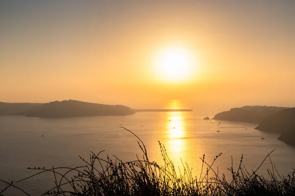 Západ Slunce Nad Mořem Caldera Santorini Řecko — Stock fotografie
