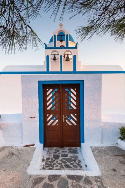 Jasně Modré Staré Dřevěné Dveře Ostrově Santorini Řecko Evropa Tradiční — Stock fotografie