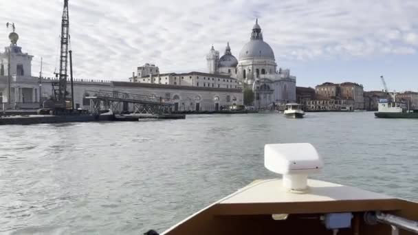 Потрясающий Вид Венецианский Горизонт Большого Канала Лодки Вид Морские Котики — стоковое видео