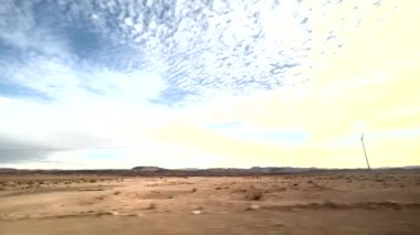 Panorama of the desert and typical towns on the way through the Atlas Mountains to arrive in the Sahara in Morocco