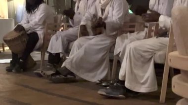 Traditional barber music played by nomads in a Sahara desert camp dinner