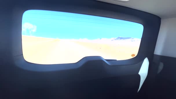 View Rear Window Car Road Atlas Mountains Morocco Sahara Desert — стоковое видео