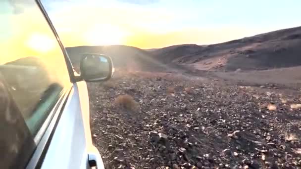 Rocky Desert Barber Villages View Car Road Trip Morocco — стоковое видео