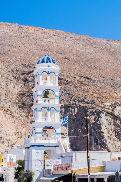 Slavné Modré Dómy Budov Ostrova Santorini Řecku — Stock fotografie