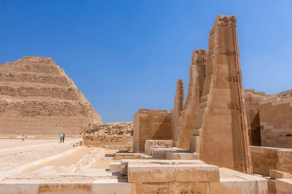 Beundra Den Fängslande Ensemblen Saqqara Pyramiderna Ett Bevis Den Arkitektoniska — Stockfoto