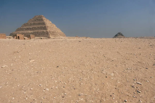 Kezdj Felfedezni Egy Utat Saqqara Piramis Komplexumban Egyiptomi Történelem Építészeti — Stock Fotó