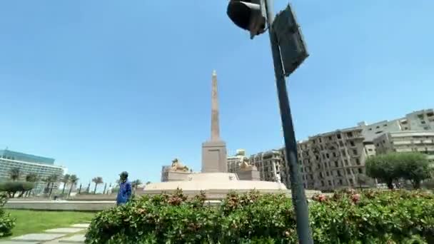Kahire Nin Hareketli Kalbini Tahrir Meydanı Nın Güneşli Bir Mısır — Stok video