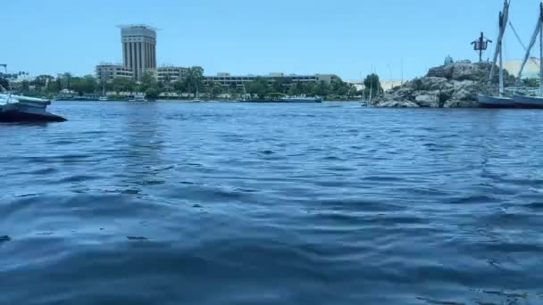River Harmony Una Piccola Barca Sul Dolce Nilo Filmati Alta — Video Stock