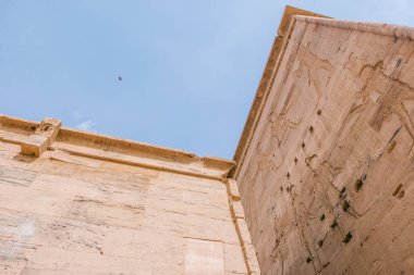 Seni Mısır 'ın geçmişine götüren kutsal bir mabet olan Aswan' daki Bu fotoğraf, bu tarihi taşın özünü yakalar ve seyahat broşürleri, blogları veya kültürüne mükemmel bir katkı sağlar.