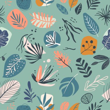 Soyut el çiçekli şekiller çizdi. Basit organik formlar. Modern sanat basit elementler. Modaya uygun grafik bitki karalamaları. Minimalist desenli dekorasyonlar. Vektör 10