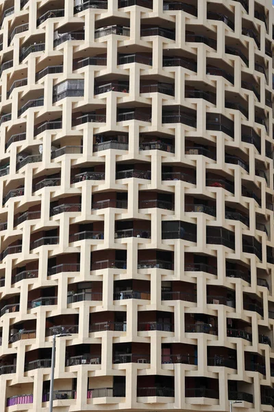 Repeated Pattern High Buidling Facade Windows Frame Crowded Urban Life — Zdjęcie stockowe
