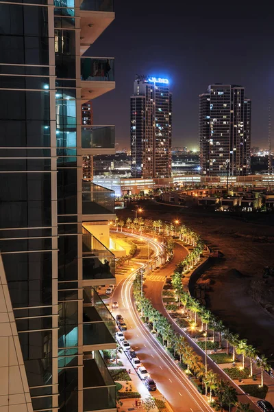 Dubai Emiratos Árabes Unidos Febrero 2023 Damac Colinas Por Noche —  Fotos de Stock
