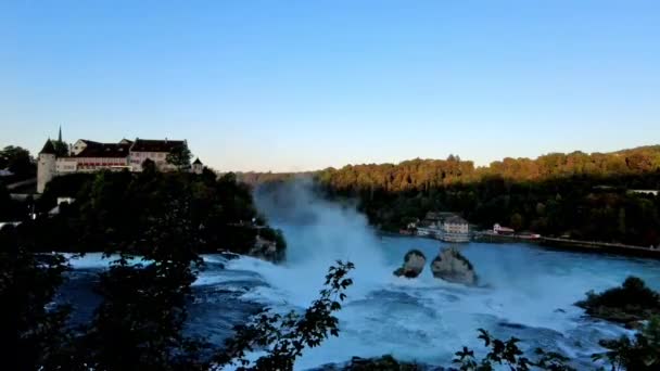 莱茵河瀑布从天亮到日出的时间 — 图库视频影像