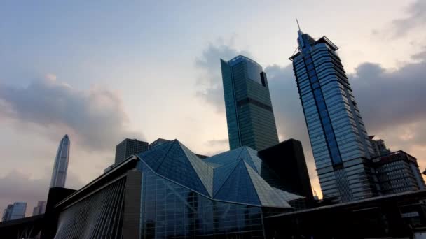 Shenzhen China November 2023 Modern Buildings Shenzhen City China Sunset — Stock Video