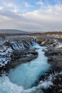 The  turquoise waterfall in Sudurland - Bruarfoss waterfall, Iceland