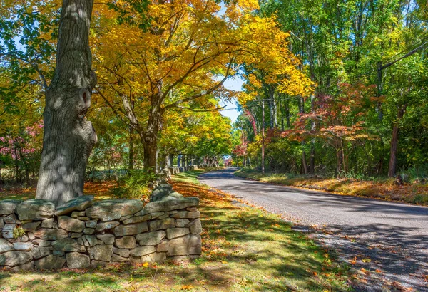 Stone Wall Surrounding Property Rural Morris County New Jersey — Stock Photo, Image