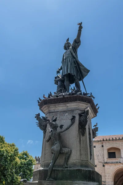 Brązowy Posąg Krzysztofa Kolumba Wzniesiony 1887 Roku Santo Domingo Dominikana — Zdjęcie stockowe