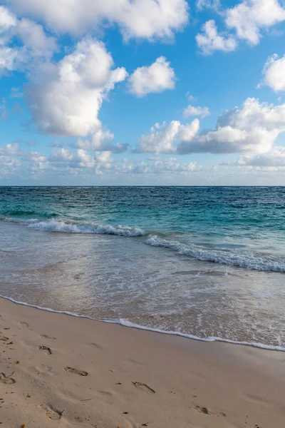 Pegadas Longo Areia Desta Praia Punta Cana República Dominicana — Fotografia de Stock