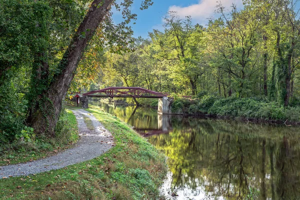 Sendero Largo Del Canal Delaware Bucks County Pennsylvania — Foto de Stock