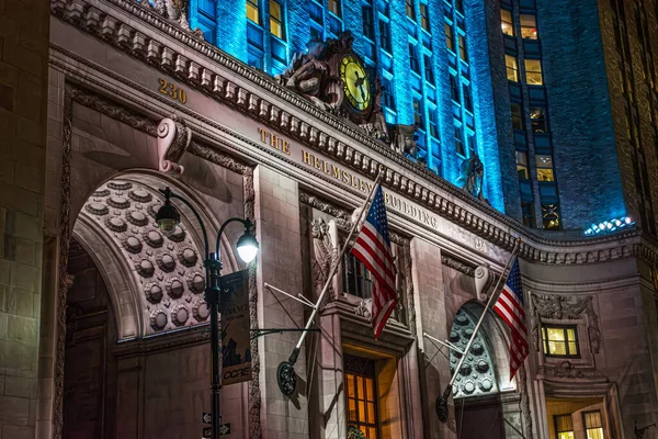 New York Décembre Une Vue Nuit Hemsley Building Pendant Les Image En Vente