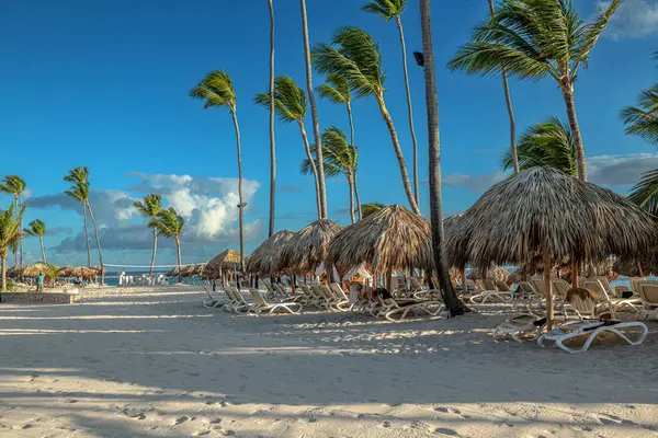 Una Relajante Escena Playa Tropical Punta Cana República Dominicana Fotos de stock libres de derechos