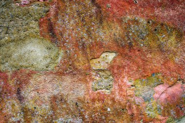 Eski renkli yıpranmış duvarın yakınına.