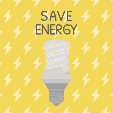 Save energy ecology card. CFL can save a lot of energy, but you need to recycle it properly. Environment improvement concept. Hand-drawn vector illustration.