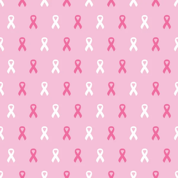Płynny Wzór Różowymi Wstążkami Raka Świadomość Raka Piersi Miesiąc Różowy — Wektor stockowy