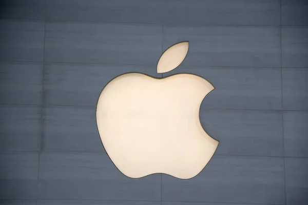 Singapur Oct 2022 Vista Del Logo Apple Pared Grande Apple — Foto de Stock