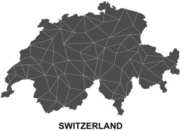 İsviçre haritası beyaz arka planda izole edilmiş. 3d oluşturma