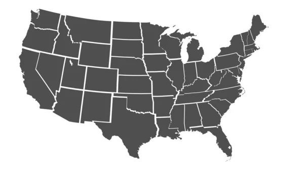 Mappa Usa Nera Isolata Sfondo Bianco Rendering — Foto Stock
