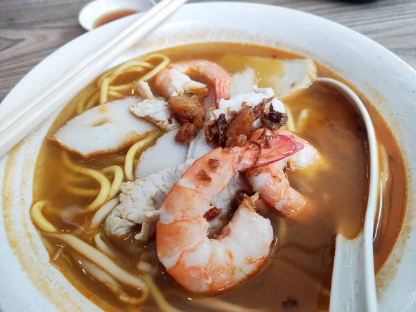 Simple Authentic Prawn Mee Noodle Shrimps — ストック写真