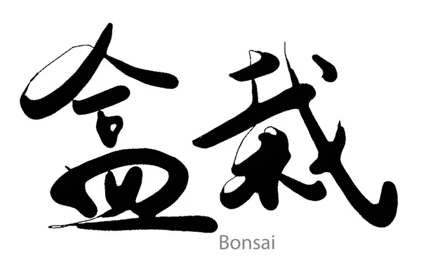 Handgezeichnete Kalligraphie Eines Bonsai Wortes Auf Weißem Hintergrund Rendering — Stockfoto