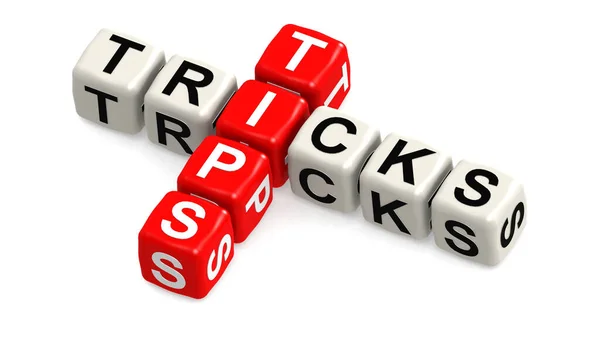 Block Puzzle Mit Tipps Und Tricks Wort Isoliert Rendering — Stockfoto