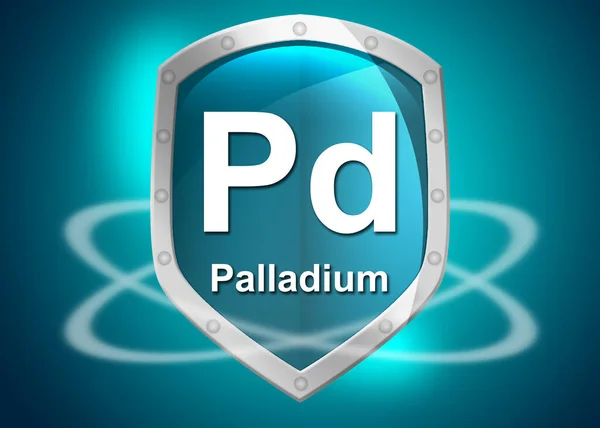 Χημικό Στοιχείο Palladium Ασπίδα Απόδοση — Φωτογραφία Αρχείου