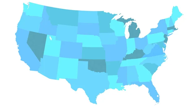 Blue Usa Map Isolated White Background Rendering — Stock Photo, Image