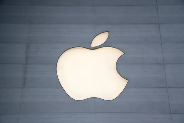 Singapur Oct 2022 Vista Del Logo Apple Pared Grande Apple — Foto de Stock