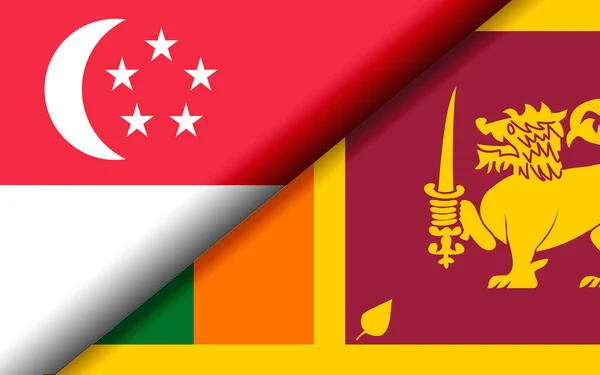Flags Singapore Sri Lanka Divided Diagonally Rendering — Stock Photo, Image