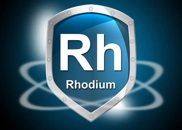 Χημικό Στοιχείο Rhodium Ασπίδα Rendering — Φωτογραφία Αρχείου