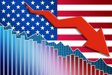 ABD ekonomisi ok ve bayrak ile çöküyor, 3D görüntüleme