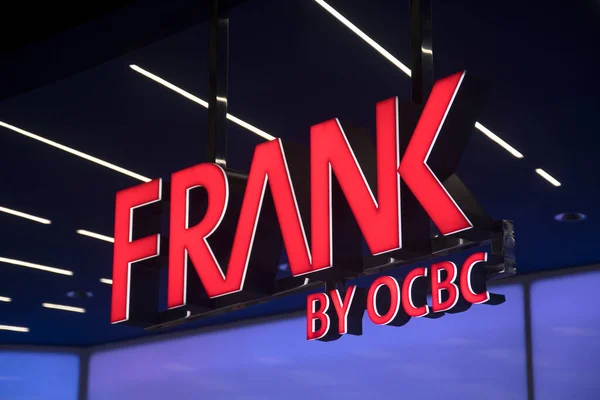 stock image Singapore- 27 Nov, 2021: FRANK by OCBC sign located in one of the bank branch in Singapore. OCBC FRANK Account is a savings account