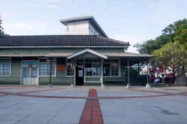 Chiayi, Tayvan - 5 Aralık 2022: Kuzey Kapısı İstasyonu (Beimen), tahtadan yapılmış ve 1 Ekim 1912 'de açıldı..