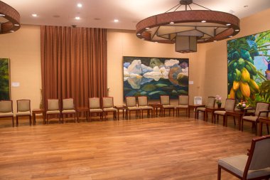 Taipei, Tayvan - 3 Aralık 2022: Taipei 'de bulunan Başkanlık Ofisi binasının içindeki toplantı odası. Başkanlık Ofisi Binası, Tayvan 'da Çin Cumhuriyeti cumhurbaşkanının iş yeridir.