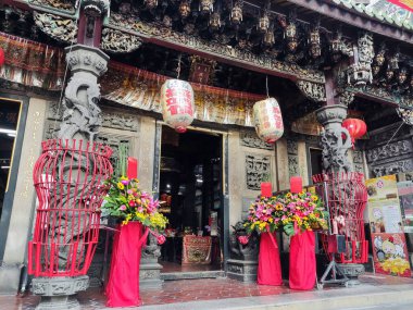 Chiayi, Tayvan - 5 Aralık 2022: Chiayi Cheng Huang Tapınağı Chiayi, Tayvan. Şehir Tanrısı 'na adanmış bir Çin tapınağı.