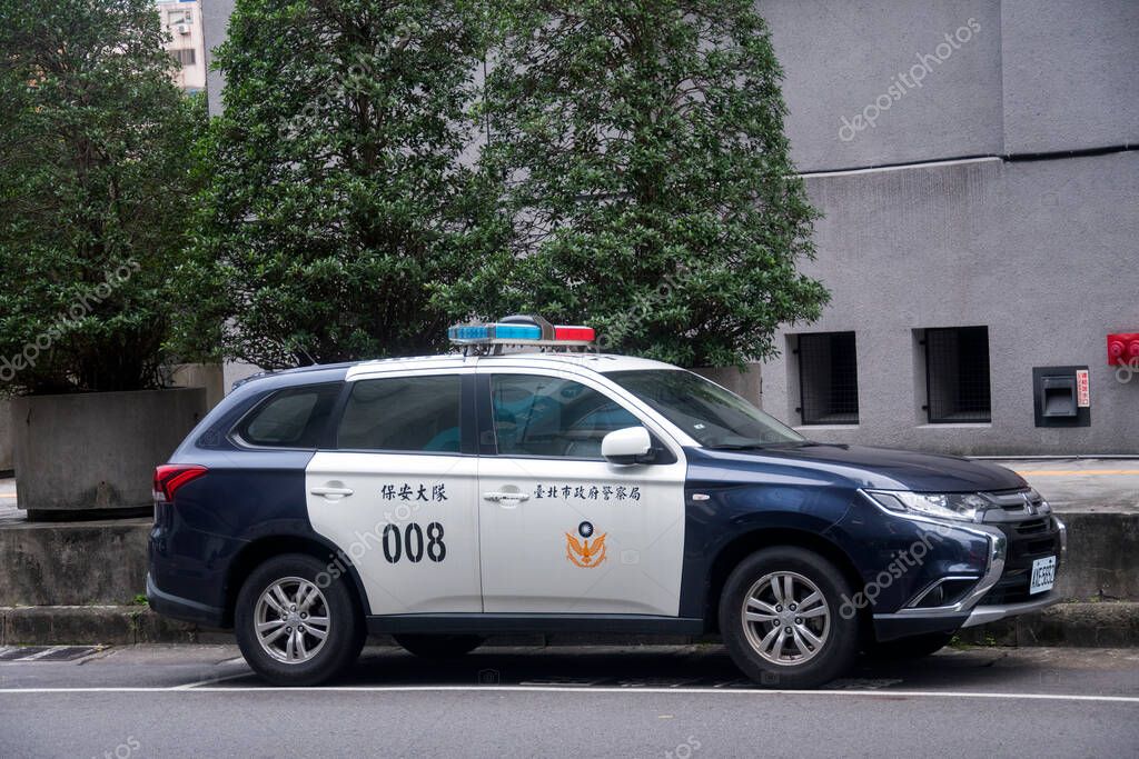 Taipei Taiwan 5 Dec 2022 Police Car On Street In Taipei The