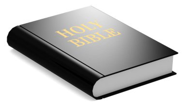 Kutsal İncil 'in 3 boyutlu bir kitabına basılmış hali.