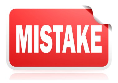 Mistake red square banner, 3D rendering